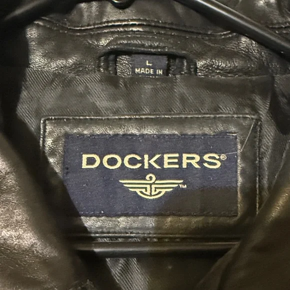 Dockers Men's Leather Bomber Jacket Large - Picture 2 of 12